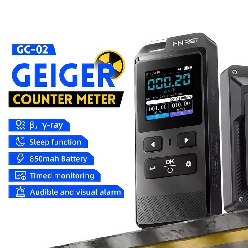 FNIRSI GC-02 Contador Geiger Detector De Radiação Nuclear Raios X Beta Gamma Dosímetro Y-ray β Testador Radioativo