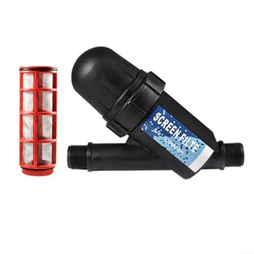 Filtro de irrigação com filtro Y de 3/10.2 cm com tela de aço inoxidável de malha 120, mangueira de filtro de água de plástico resistente para ferramentas de jardim, preto