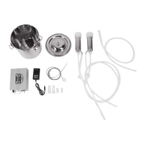 Ordenhadeira Elétrica Portátil Com Balde de Aço Inoxidável 7L, Sucção Ajustável, Automática, Pulsação, Vácuo para Vaca Cabra Com Bateria Recarregável Operada (2)