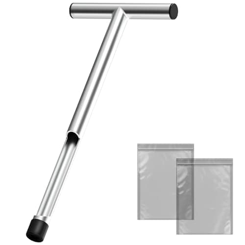 IRENPORU Sonda de amostra de solo de aço inoxidável de 43 cm, sonda de solo para amostragem de solo, sonda de teste de solo com alça estilo T, kit de teste de solo para cuidados com plantas, fazenda