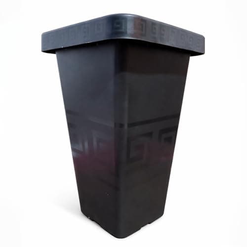 Vaso Planta Estilo Grego 31cm Quadrado Plástico Preto Durável Jardinagem Premium