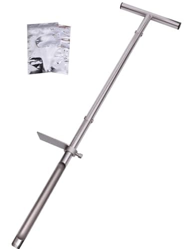 Sonda de solo 91 cm com pedal, haste de sonda de amostra de solo com alça em T, aço inoxidável, sondas de amostragem de solo para amostragem de solo, kit de teste de solo para jardinagem
