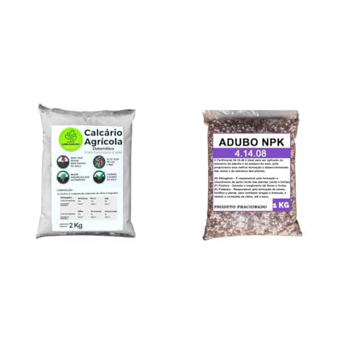 Kit adubo fertilizante NPK 041408 e calcário agrícola dolomítico 80% fracionado