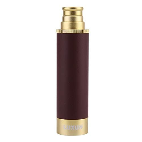 Luneta Retrátil Retrô Monóculo Telescópio Dourado Fosco Zoom 25x30mm + Leço + Bolsa - 33 Cm