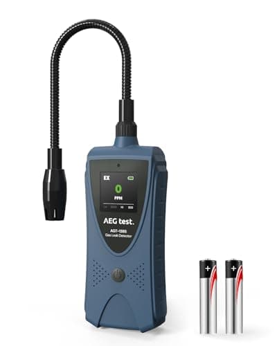 AEGTEST AGT-1385 Detector de vazamento de gás, detector de gás natural com pescoço de 17 cm, visor colorido, alarmes visuais e audíveis para metano, propano e outros vazamentos combustíveis para casa