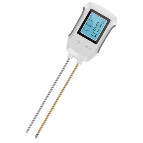 KHZSPP Medidor de solo 3 em 1, testador digital de solo com sonda dupla, medidor de pH do solo com temperatura/umidade e luz de fundo para jardinagem, agricultura e plantas ao ar livre