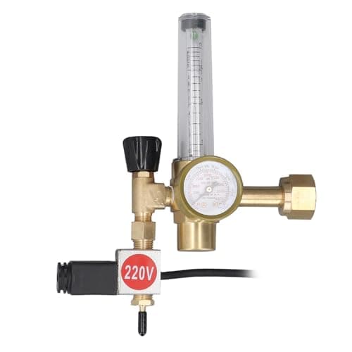Garosa Regulador de CO2 Com Válvula Solenóide, Construção Em Latão, Medidor de Pressão e Medidor de Vazão, Ideal para Hidroponia e Tendas de Cultivo, Conexão de Entrada CGA320 (Plugue UE 220V)