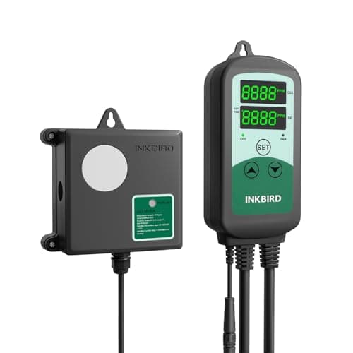 Inkbird Controlador Co2 Icc-510, Medidor Co2 com Plugue Duplo, Controlador Dióxido de Carbono Compatível com Regulador de Co2 E Exaustor Em Linha Tenda de Cultivo, Sala de Cultivo, Estufa, Produtor