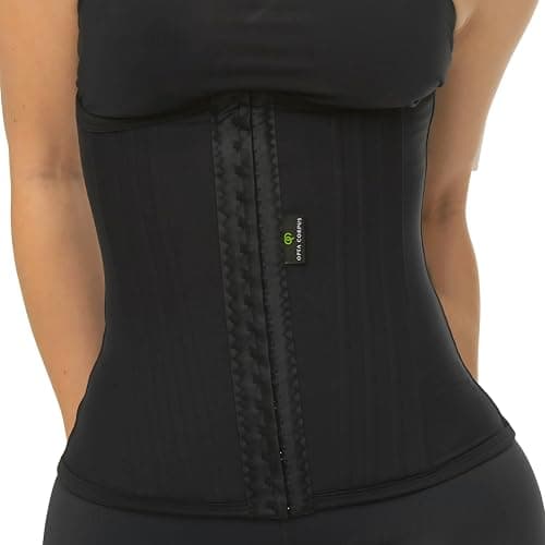 Cinta Modeladora Feminina Opta Corpus com 16 Barbatanas Redutora de Medidas e Pós Criolipolise, Tecido Bioestimulante e Fechamento Frontal (Preto, P)