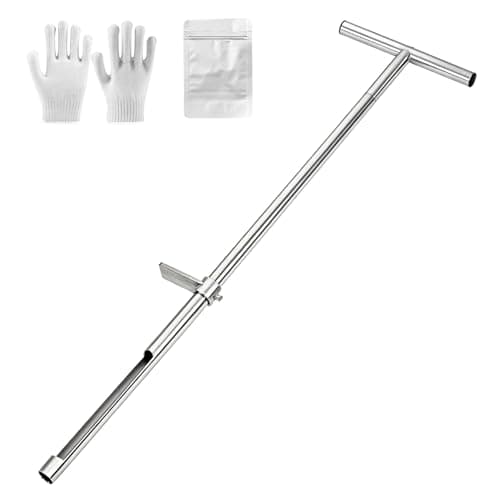 LFIPYM Sonda de amostra de solo de 91 cm, aço inoxidável 304 com ejetor e pedal, sonda de solo com ejetor e pedal de pé para amostragem de solo cuidados com plantas/jardim/agricultura/campo de golfe