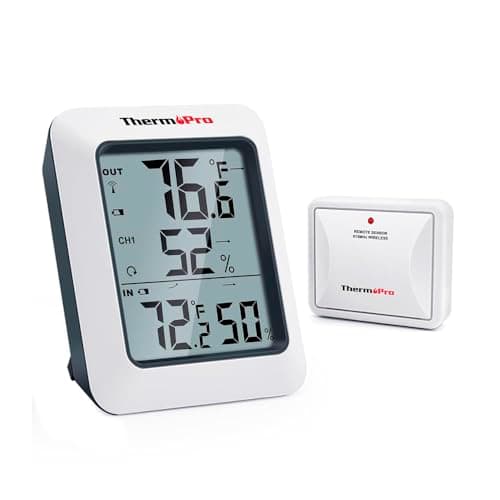 Termômetro Digital e Higrômetro TP60B Sem Fio | Monitor de Temperatura e Umidade Interna e Externa com Sensor Remoto e Display LCD Preciso