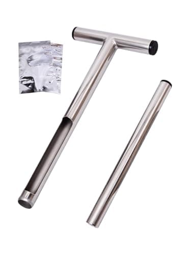 Sonda de solo 30,5 cm com ferramenta de empurrar, haste de sonda de amostra de solo com alça em T, aço inoxidável, sondas de amostragem de solo para amostragem de solo, kit de teste de solo para
