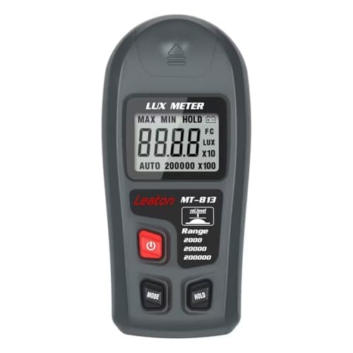 Leaton Medidor de luz, luxímetro digital, medidor de iluminação digital, alcance de até 200.000 lux, luxímetro com visor LCD para plantas, faróis de carro, fotografia de luz LED para casa e escritório