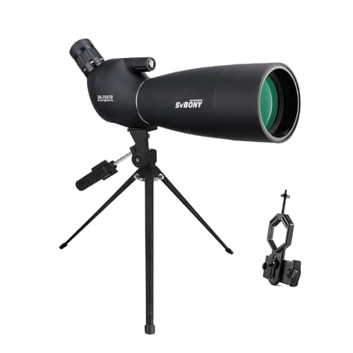Luneta de observação SVBONY SV28 25-75x70, HD, com tripé, de longo alcance, com adaptador para celular, ideal para observação de pássaros e alvos