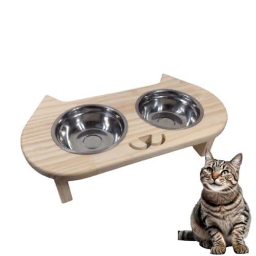 Comedouro Pet Elevado Bebedouro Para Gato 2 Tigelas Aço InoxTamanho Pequeno