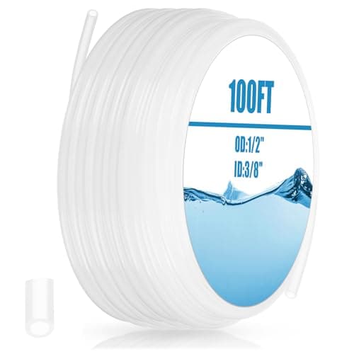 Nuanchu Tubo de polietileno de 30,5 m, diâmetro de 1/5.1 cm, ID de 3/20.3 cm, tubo de polietileno de parede de 1/40.6 cm, mangueira translúcida branca de grau alimentício para água, bomba de bebidas