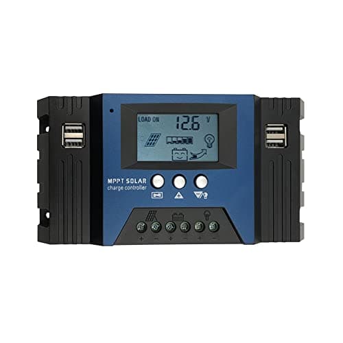 KKcare 100A MPPT Controlador de carga solar 12/24V Foco automático Controlador de painel solar Regulador inteligente de bateria com 4 saídas USB Parâmetro ajustável Display LCD Configuração do temporizador