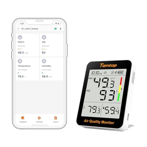 Temtop Monitor Inteligente de Qualidade do Ar - Medidor de Qualidade do Ar Interno com Detector de Pm2.5, Aqi, Temperatura E Umidade para Casa, Escritório Ou Escola, Conectividade com Aplicativo