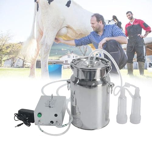 MáQuina De Ordenha EléTrica PortáTil De 3l/5l/7l/10l/14l, Kit De MáQuina De Ordenha EléTrica De Vaca/Cabra Com Balde De Leite De AçO InoxidáVel 304, Ordenhadeira De Vacas E MáQuina De Ordenha De Gado