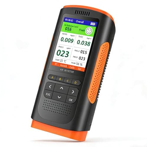 Monitor de qualidade do ar, monitor de ar em espaço confinado, sensor HCHO, testador TVOC de formaldeído, PM2,5 PM1.0 PM10 preciso, medidor de umidade de temperatura, exibição em tempo real