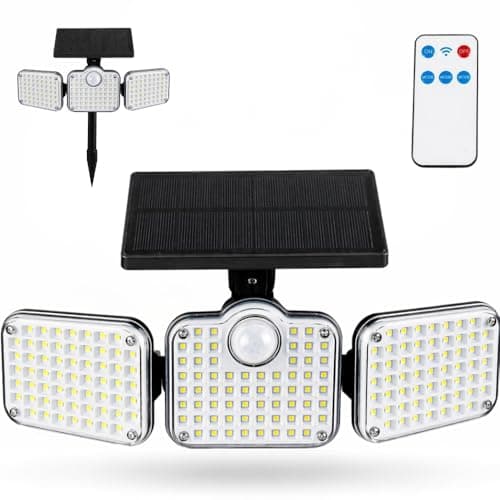 Luminária Solar Led Parede Refletor Fotovoltaica com Sensor de Movimento Luminária Solar 3000mAh à Prova D’Água com Controle Remoto Holofote com Painel Área Externa Dobravel.
