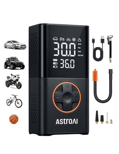 AstroAI Compressor de Ar Portátil L7 para Carro, Inflador de Pneus, Bomba de Ar para Carro, Bomba de Ar Automática de 150 PSI 12 V com Medidor Digital
