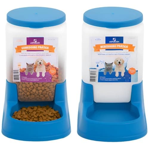 Kit Comedouro 3kg Bebedouro 3L Automático Cães Gatos | Dispenser Ração Água Anti-Formiga TáNaTela (Azul)
