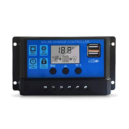 100A Controlador de Carga Solar, Controlador de Painel Solar 12V / 24V Display LCD Ajustável Regulador de Bateria de Painel Solar com Porta USB Dupla Ajcoflt