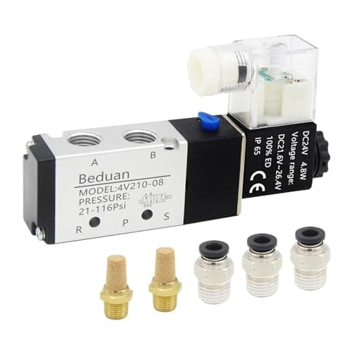 Beduan Válvula solenoide elétrica DC24V 1/10.2 cm NPT válvula de ar pneumática 2 posições 5 vias bobina única operada por piloto caixa de junção estilo 4V210-08 com conexões de conector