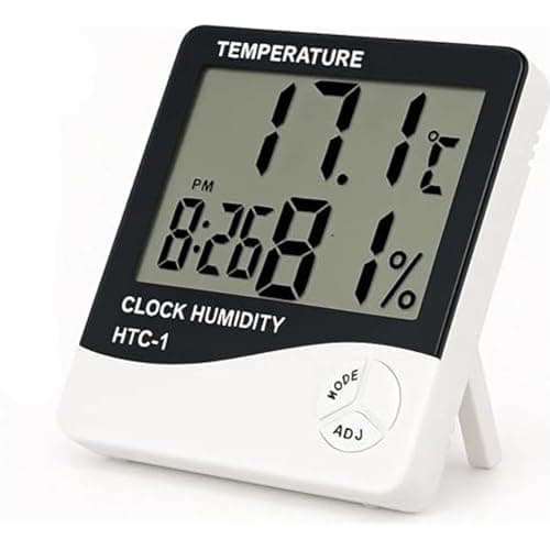 Termo Higrômetro Digital com Relógio, Alarme e Calendário, Medição de Temperatura e Umidade, Mínima e Máxima
