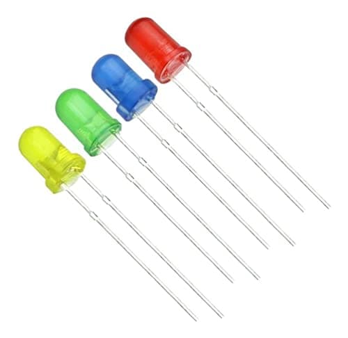 Kit com 40 LEDs Diversos 5mm Difusos - 4 CORES (Amarelo, Azul, Verde e Vermelho) Para Artesanato, Maquete, Projetos de Eletrônica, Robótica Arduino