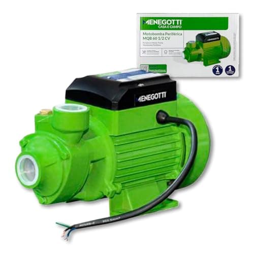 MENEGOTTI Motobomba Periférica MQB60 1/2HP Bivolt Compacta Alta Pressão p/Transferência de Água Residencial Irrigação e Abastecimento