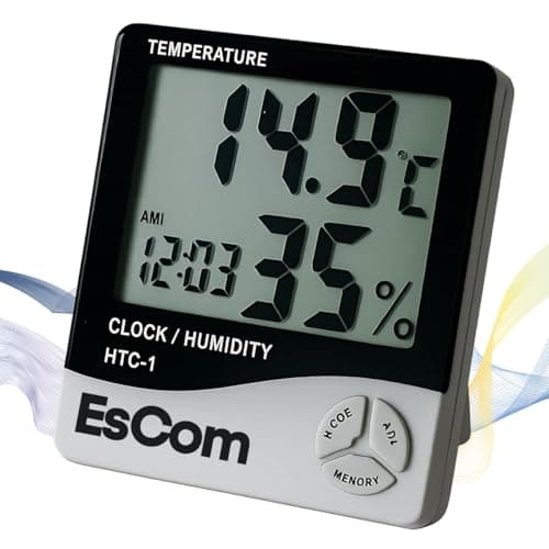 Termo-Higrômetro Digital Medição Temperatura e Umidade Do Ar, Máxima e Minima Com Relógio Digital Para Adega Escritório, casa, Cozinha Empresarial de Qualidade Premium