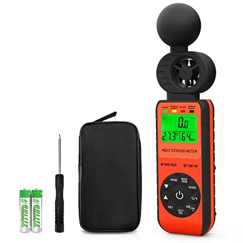 BTMETER Bt-881W Medidor de Estresse Térmico Anemômetro, Medidor Digital de Temperatura de Bulbo Úmido (Wbgt) Interno/Externo com Velocidade Do Vento, Temperatura Ambiente, Testador de Umidade