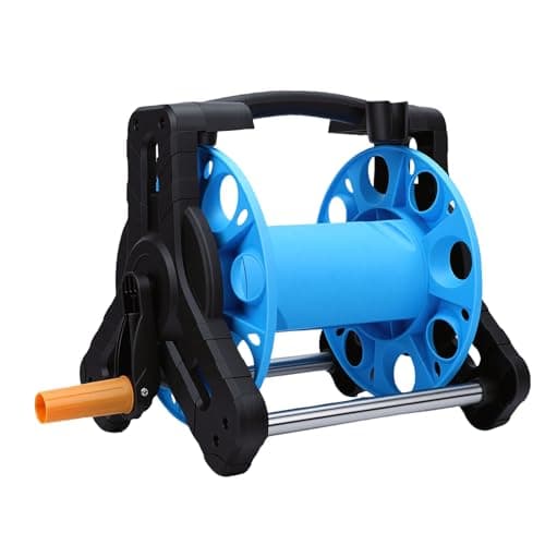 Luocute Carretel de Mangueira de Jardim, Rack de Armazenamento de Enrolamento de Mangueira PP Resistente Com Suporte Removível ContéM de 25 M, para Gramado Externo, Irrigação de (Preto e Azul)