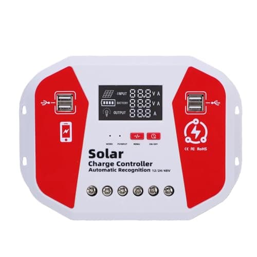 Diyeeni Controlador de Carga Solar MPPT de 100A, Com Detecção Automática do de Bateria, Display LCD e 4 Portas USB, para Regulador de Painel Solar.