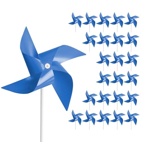 Lousrnman 50 peças de cata-ventos, cata-ventos de festa de cor azul escuro, conjunto de moinho de vento DIY, cata-ventos decorativos ao ar livre para quintal e jardim (azul escuro)