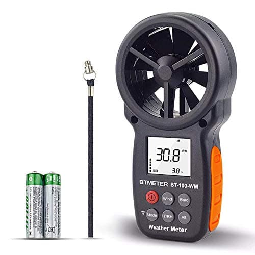 BTMETER Barômetro Anemômetro Digital Portátil, para Velocidade do Vento, Temperatura, Testador de Sensação Térmica com Umidade, Altitude, Medidor de Pressão Barométrica para Drone de Escalada Hvac Cfm