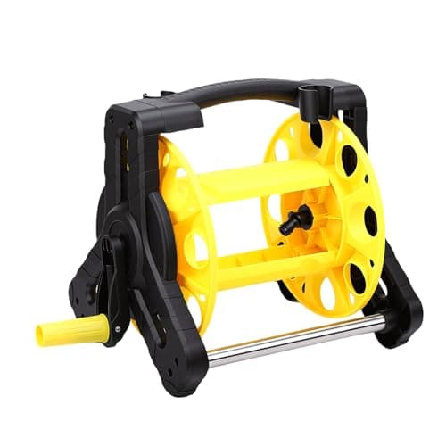 Luocute Carretel de Mangueira de Jardim, Rack de Armazenamento de Enrolamento de Mangueira PP Resistente Com Suporte Removível ContéM de 25 M, para Gramado Externo, Irrigação de (Preto e Amarelo)