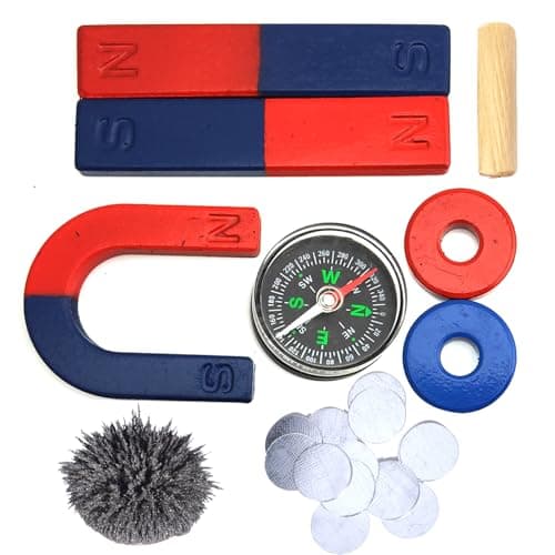 EUDAX Kit de ímãs de ciência de física para ferramentas de experimentos de ciência da educação, barra/anel/ferradura e bússola