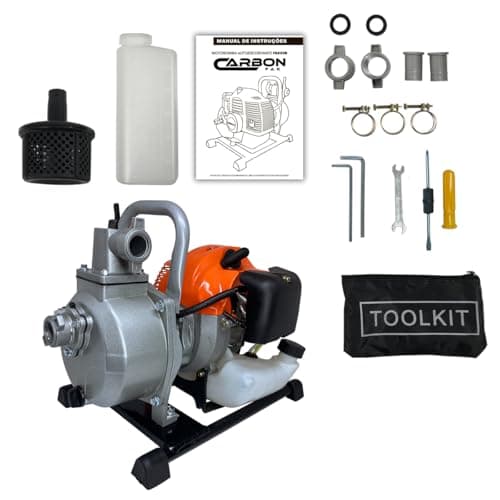 Motobomba 1 Polegada a Gasolina 52cc 2,5HP Auto Escorvante 25MCA Vazão 8.000L/H Carbon Fak