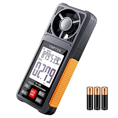 Anemômetro Digital TopTes TS-301, Medidor de Velocidade do Vento com LCD de 2,26 polegadas, para Vela, Surf, Drone, Avião RC, Golfe, Tiro e HVAC-Laranja