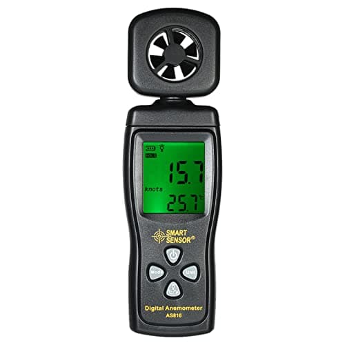 MINGXIAN Anemômetro,Mini Anemometer LCD Digital Speed ​​Meter Air Temperatura Velocidade de medição com luz de fundo