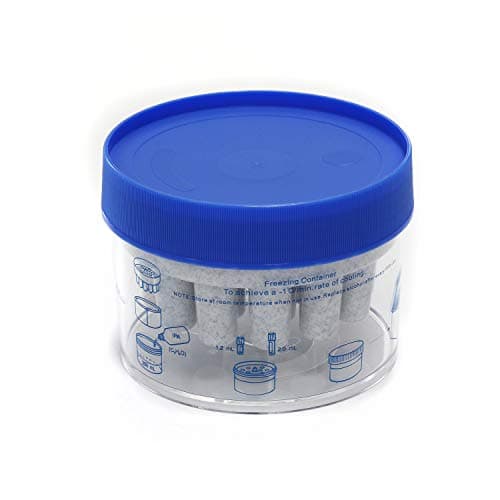 ULAB Recipiente de Congelamento Scientific Cryo-Safe -1℃(-33,8℉), Frasco de Policarbonato com Fecho de Polietileno de Alta Densidade, Suporte para Tubos de 18 Posições, Ucp1001