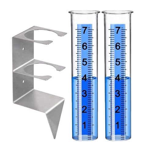 Medidor de chuva, pluviômetros ao ar livre, melhor classificado com suporte de rack de montagem de aço inoxidável, tubo de substituição de plástico à prova de congelamento, números grandes, medidor de