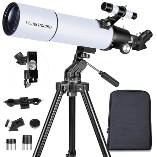 Celticbird 80x600mm AZ Telescope, Travel Telescopes for Adults Astronomy, Telescopio for Beginners,Kids with Backpack, Moon Filter, Phone Adapter