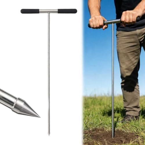 Haste de sonda de solo, sonda de teste de solo de 122 cm, sonda de solo de aço inoxidável, penetra sem esforço, ferramenta localizadora de fossas sépticas para localização de tubulação subterrânea