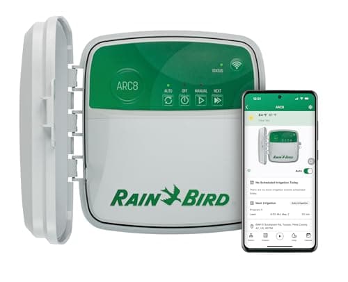 Rain Bird ARC8 Temporizador/Controlador WiFi para Irrigação Inteligente Interno/Externo Baseado em Aplicativo, 8 Zonas/Estação, Certificação EPA WaterSense, Compatível com Alexa