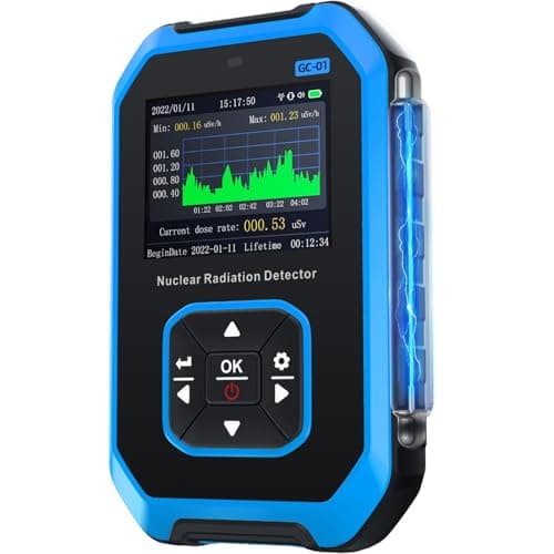 FNIRSI GC-01 Geiger Counter Detector de radiação nuclear, dosímetro de radiação com visor LCD, medidor portátil portátil de monitor de radiação beta gama recarregável por raios X, 5 unidades de