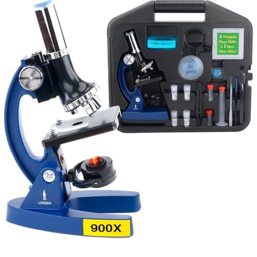 Kit Microscópio Biológico Infantil 28 Peças Lorben Educacional Portátil 100x 400x 900x com Maleta GT6028